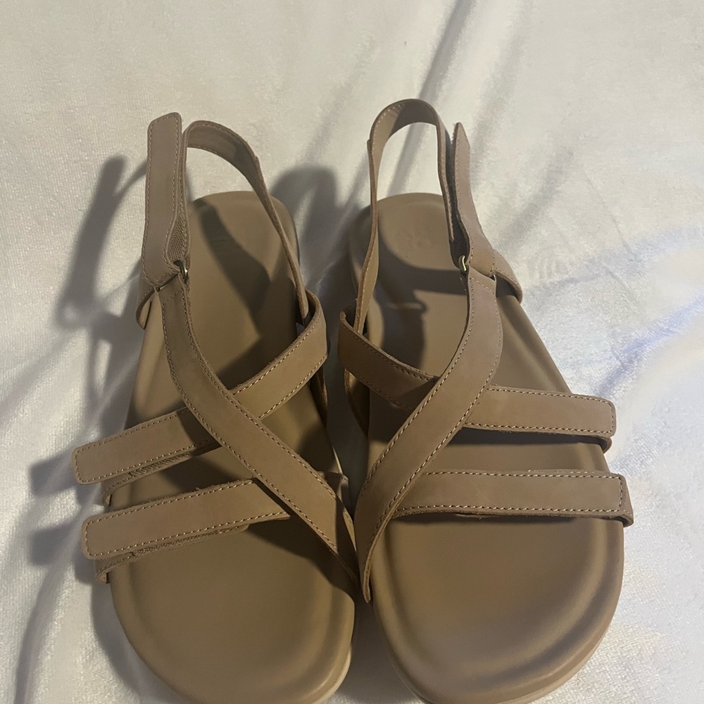 New ABEO Chic Tan Velcro Leather Arch Support Orthotic Strappy Sandals Wms Sz 10